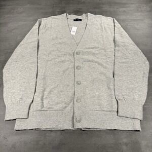 GAP Cardigan Sweater Mens Medium Gray Classic Button Up CashSoft Cotton Blend